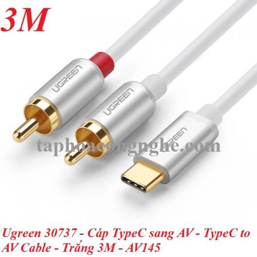 Ugreen 30737 3M màu trắng Dây chuyển đổi USB-C sang 2RCA có chipset AV145 30030737